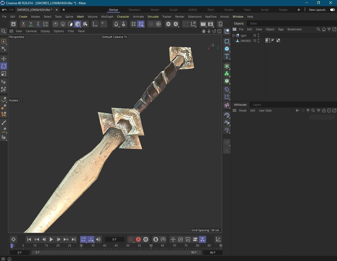 Mercenary Sword with PBR material Low-poly 3D model_27