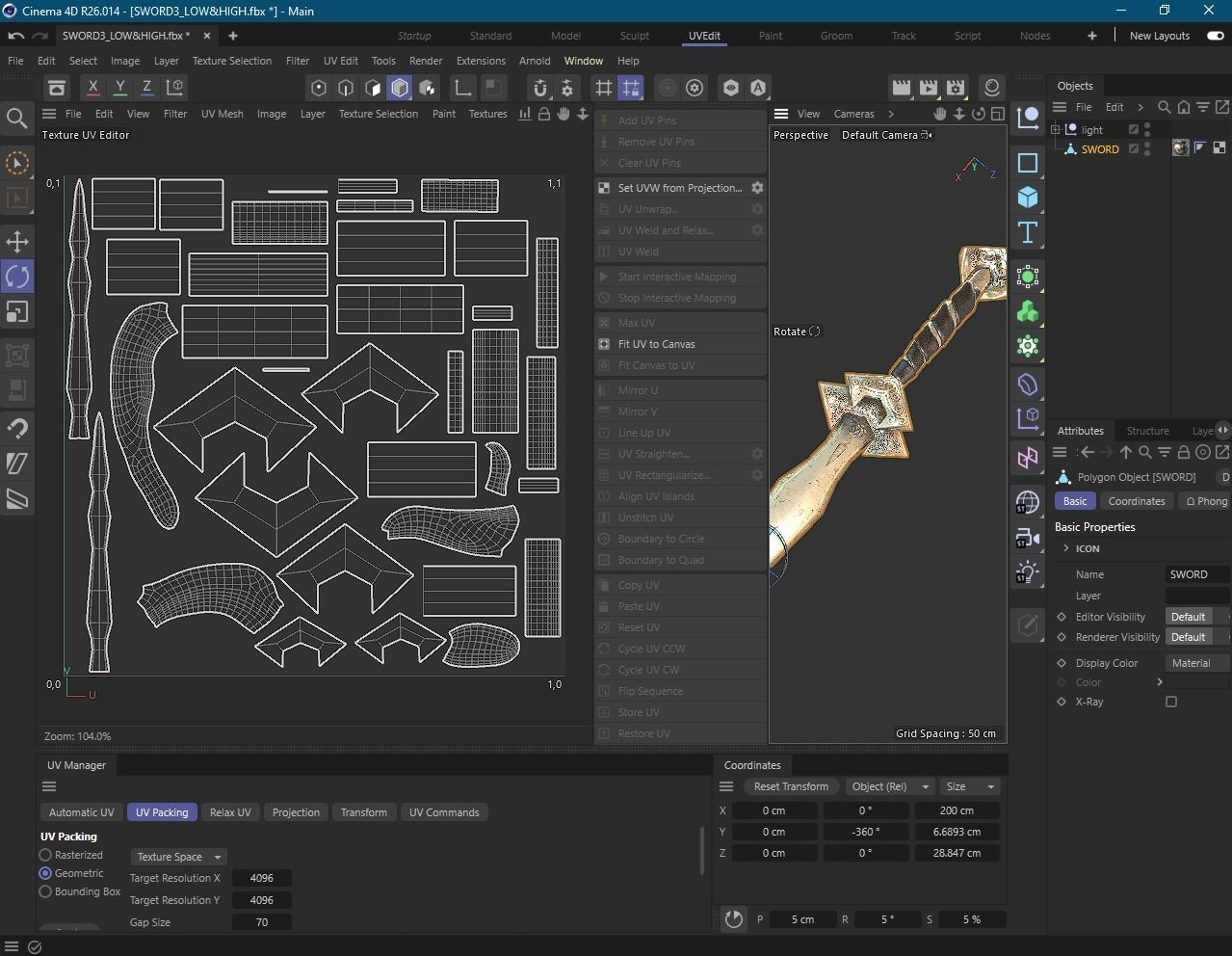 Mercenary Sword with PBR material Low-poly 3D model_10