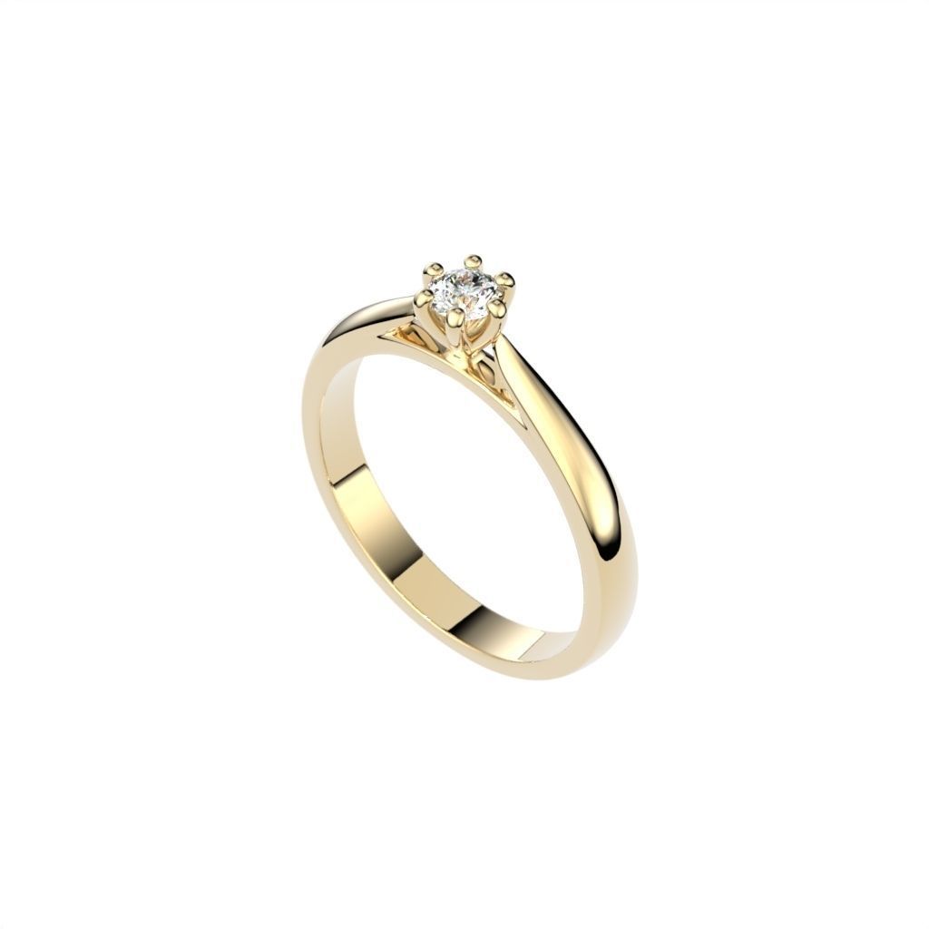 Solitaire ring N15 3D print model_9
