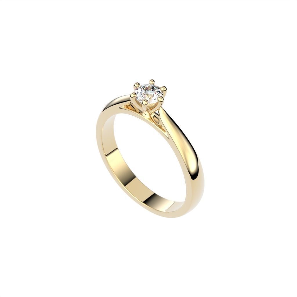 Solitaire ring N15 3D print model_6