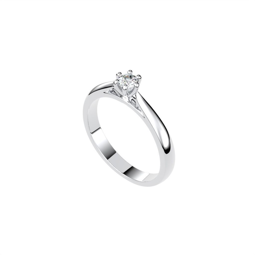 Solitaire ring N15 3D print model_11