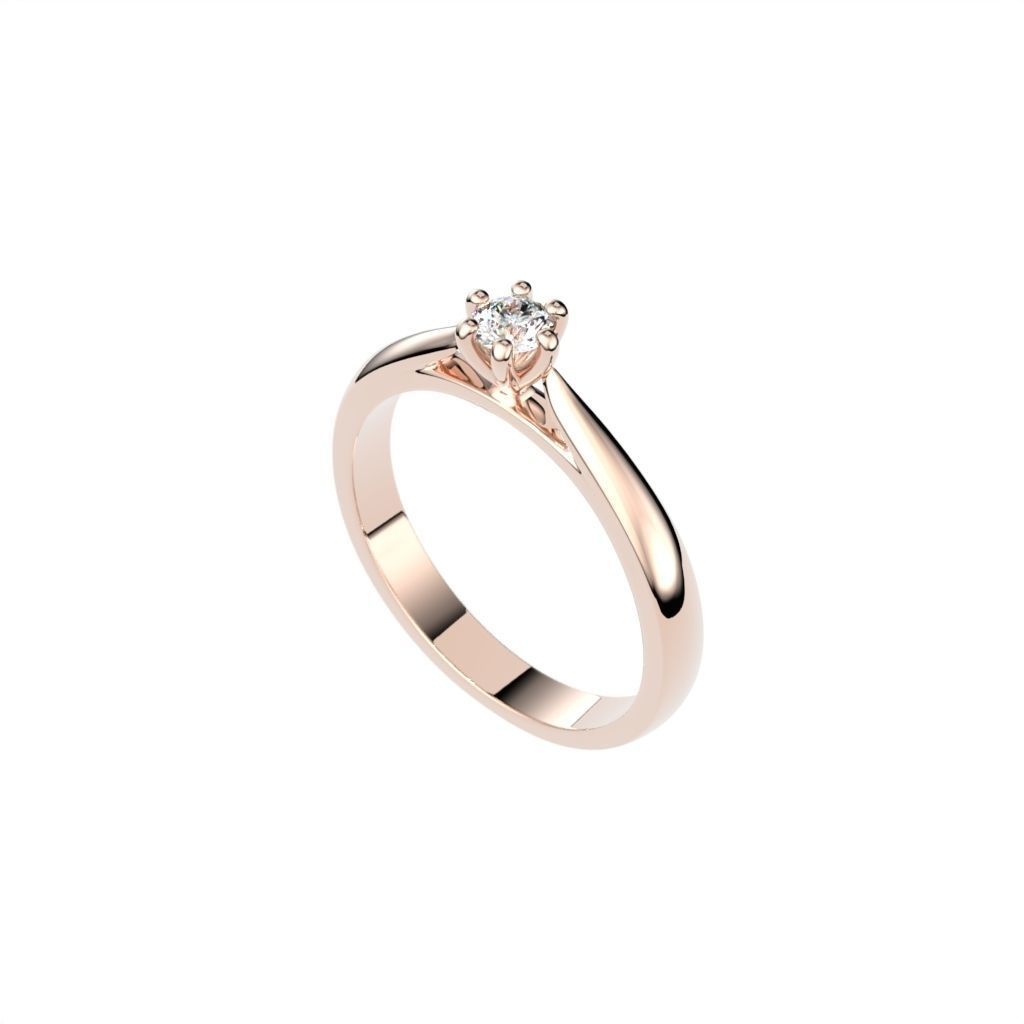 Solitaire ring N15 3D print model_10