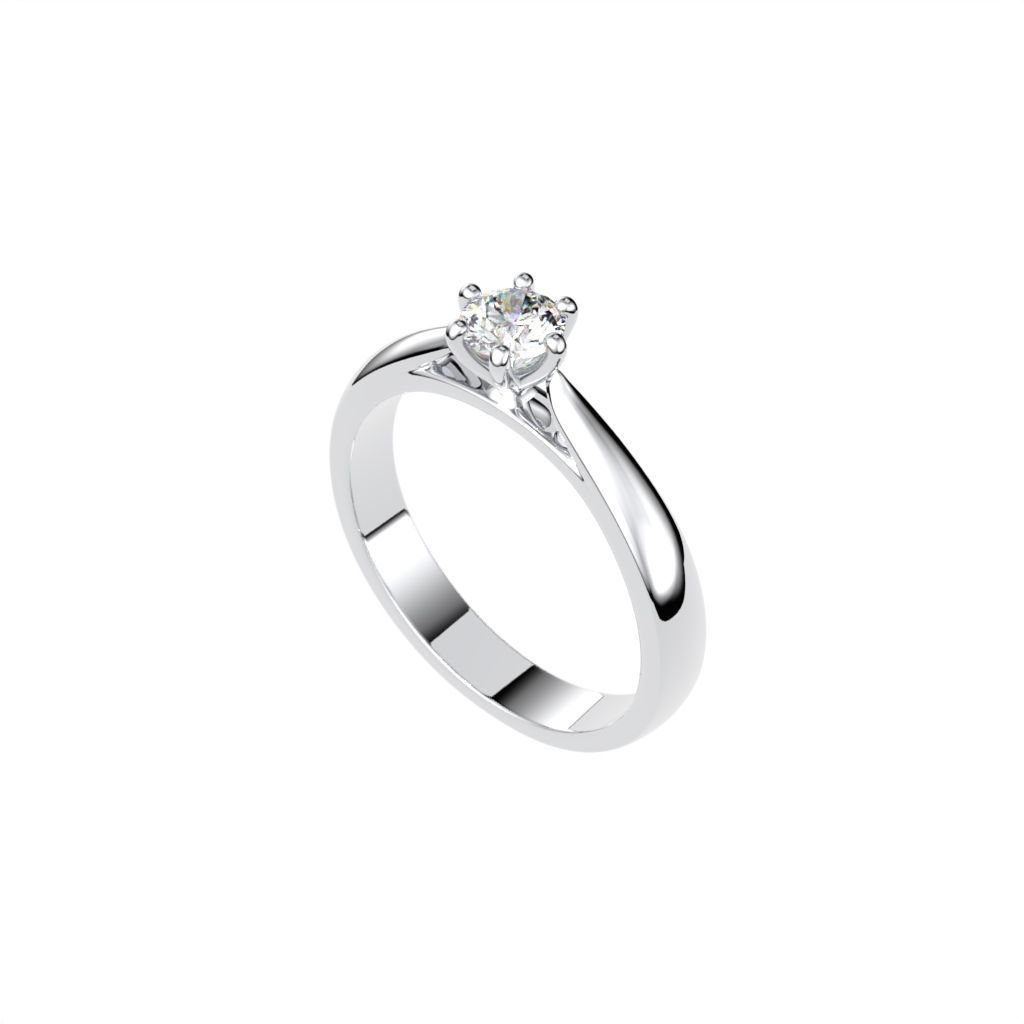 Solitaire ring N15 3D print model_5