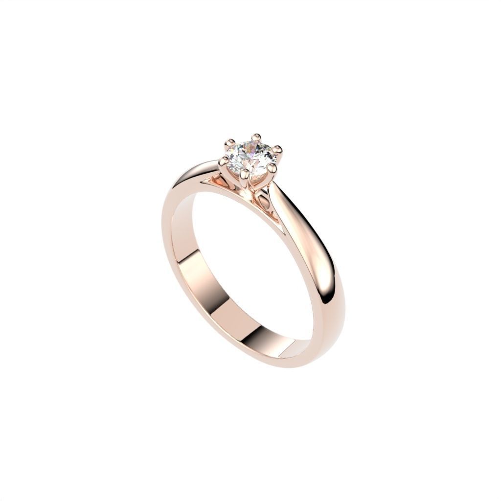 Solitaire ring N15 3D print model_4