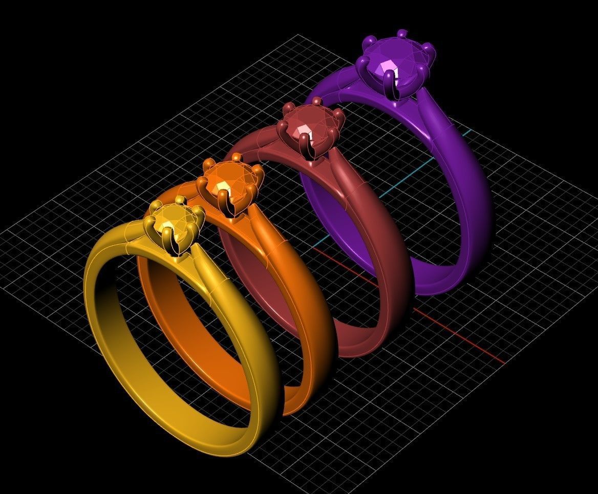 Solitaire ring N15 3D print model_12