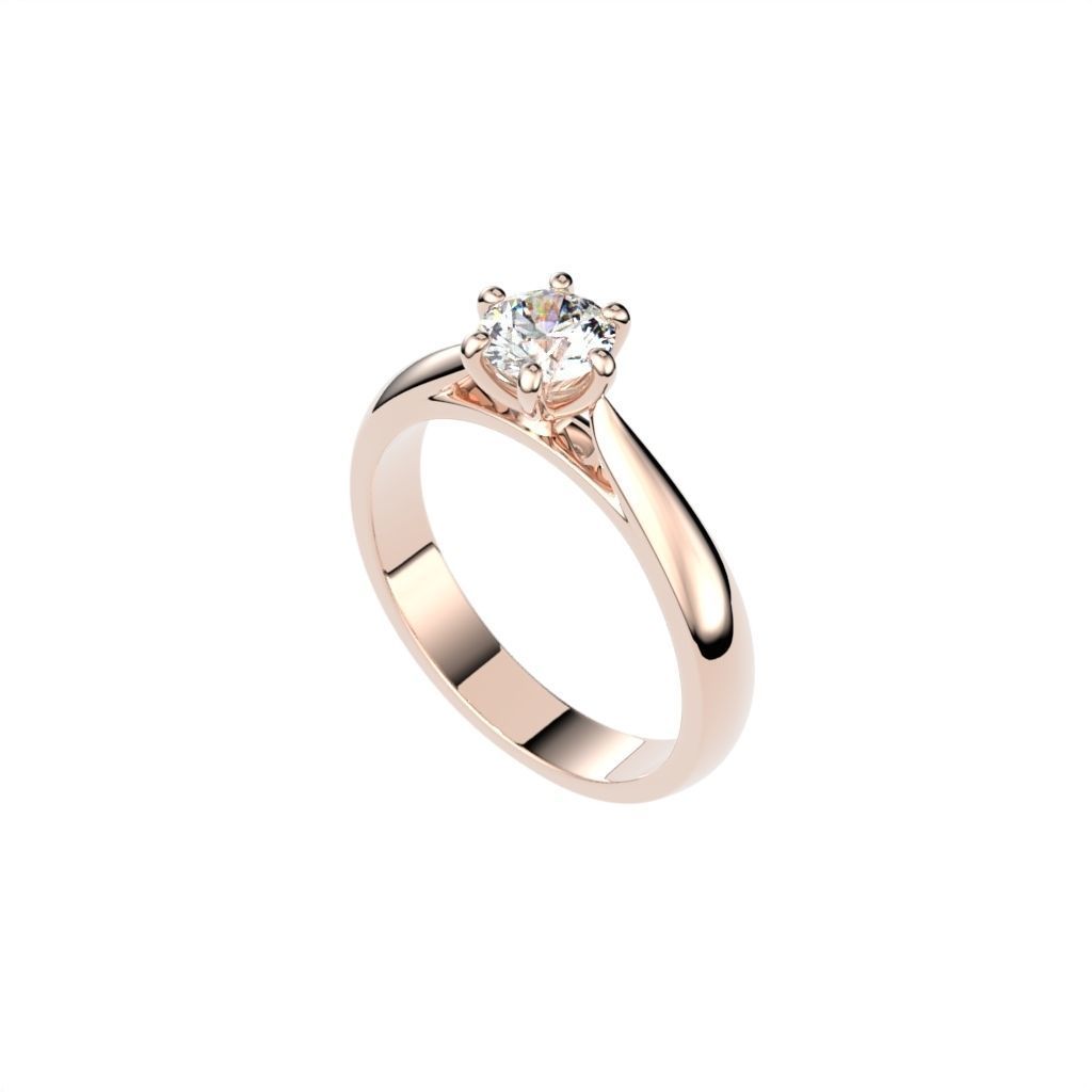 Solitaire ring N15 3D print model_1
