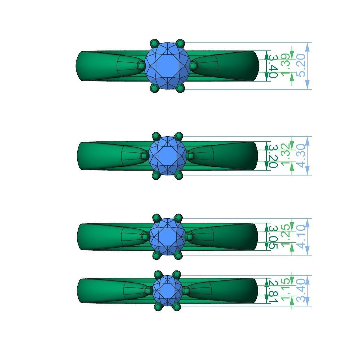 Solitaire ring N15 3D print model_38