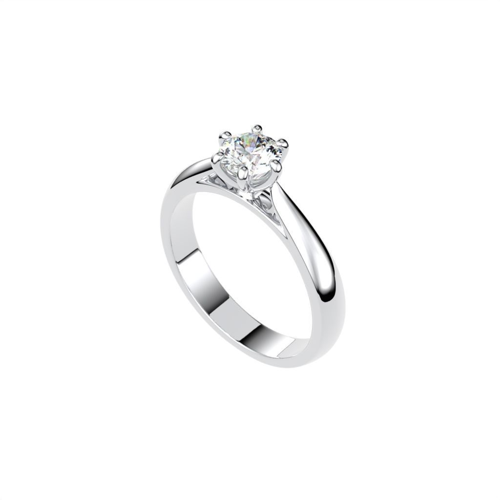 Solitaire ring N15 3D print model_2