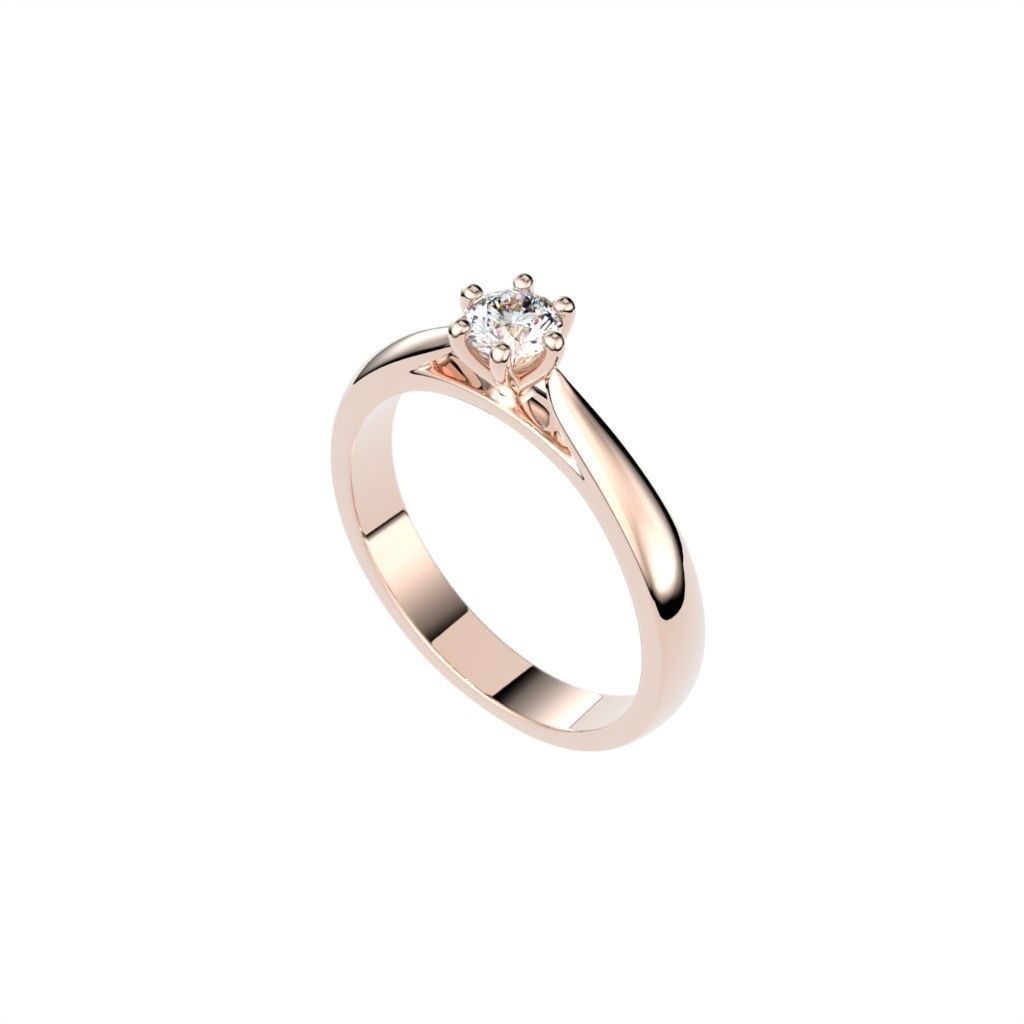 Solitaire ring N15 3D print model_7