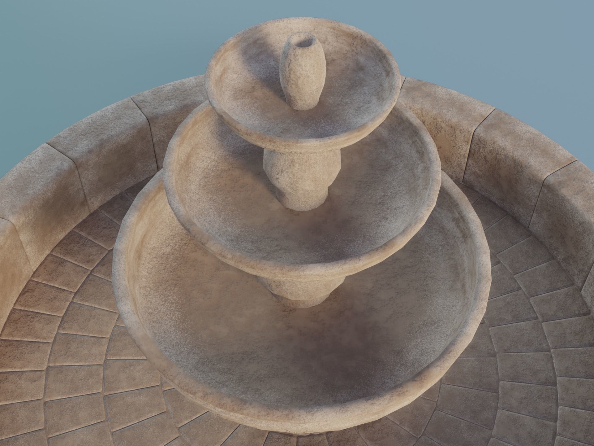 Stone Fountain Low-poly 3D model_9