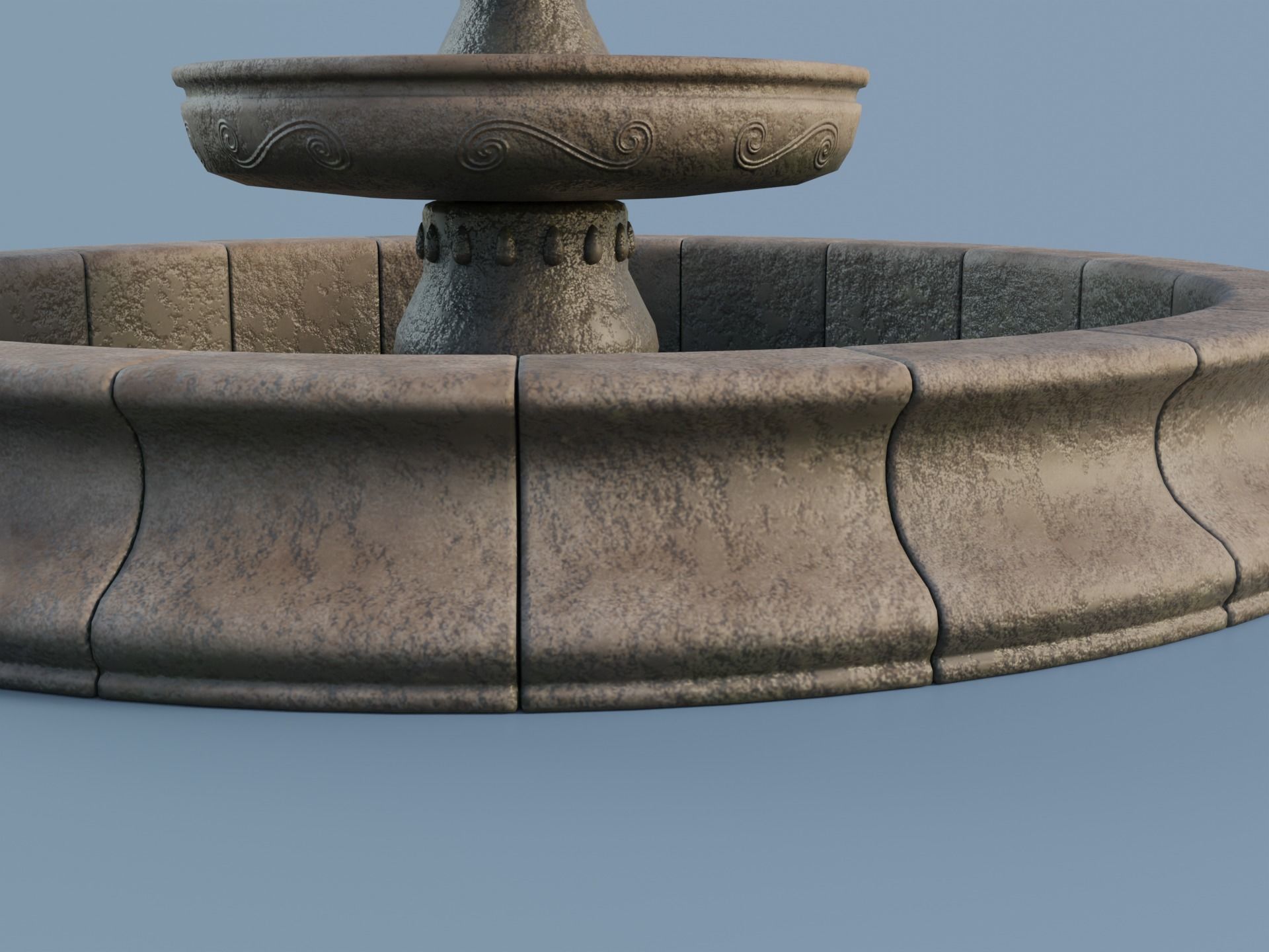 Stone Fountain Low-poly 3D model_5