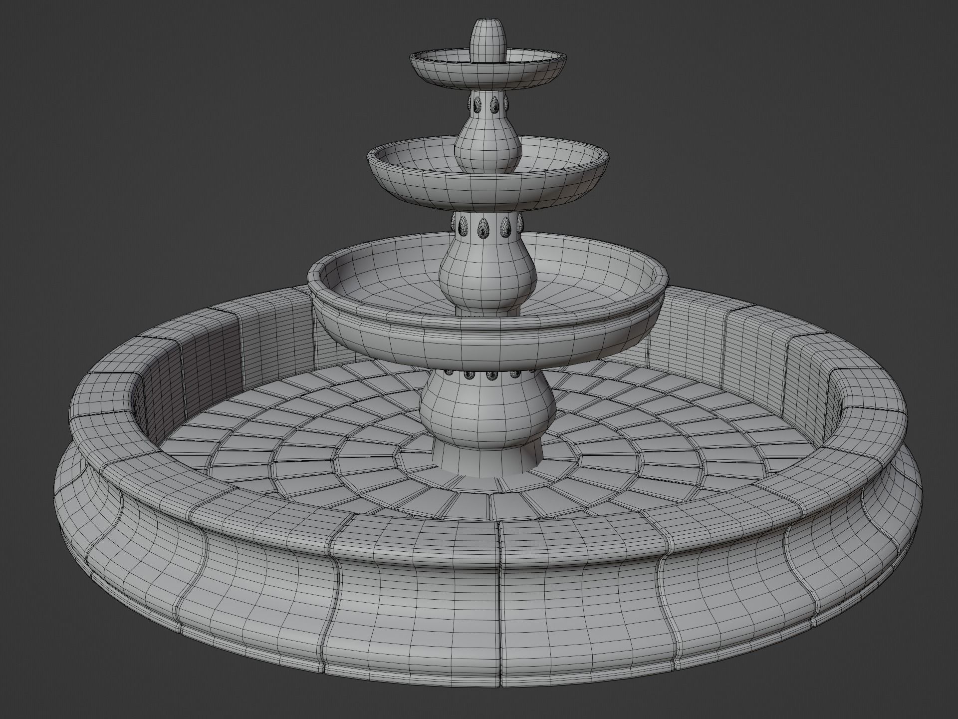 Stone Fountain Low-poly 3D model_11