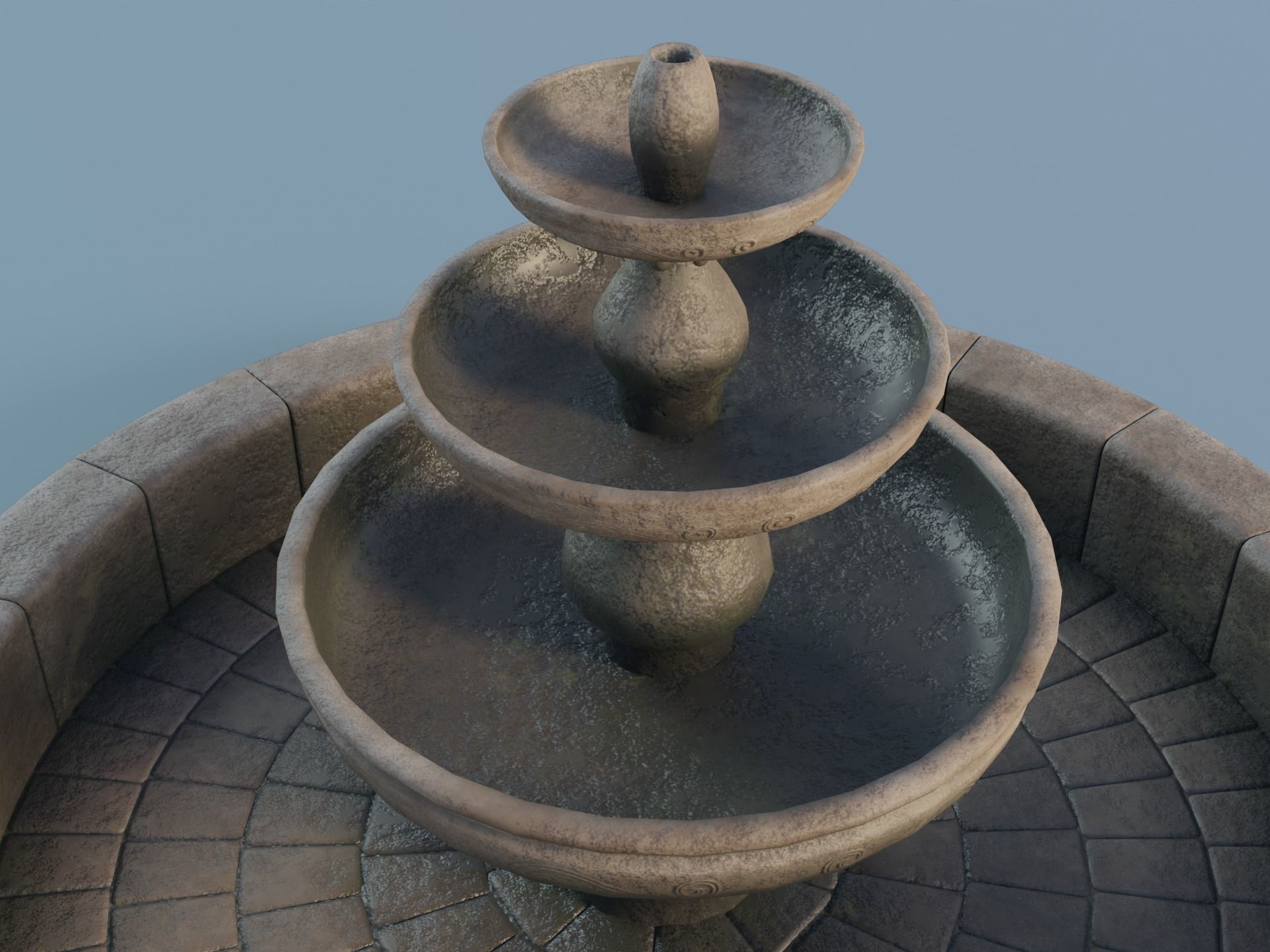 Stone Fountain Low-poly 3D model_2