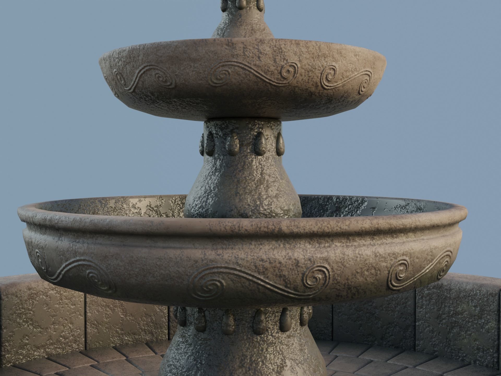 Stone Fountain Low-poly 3D model_3