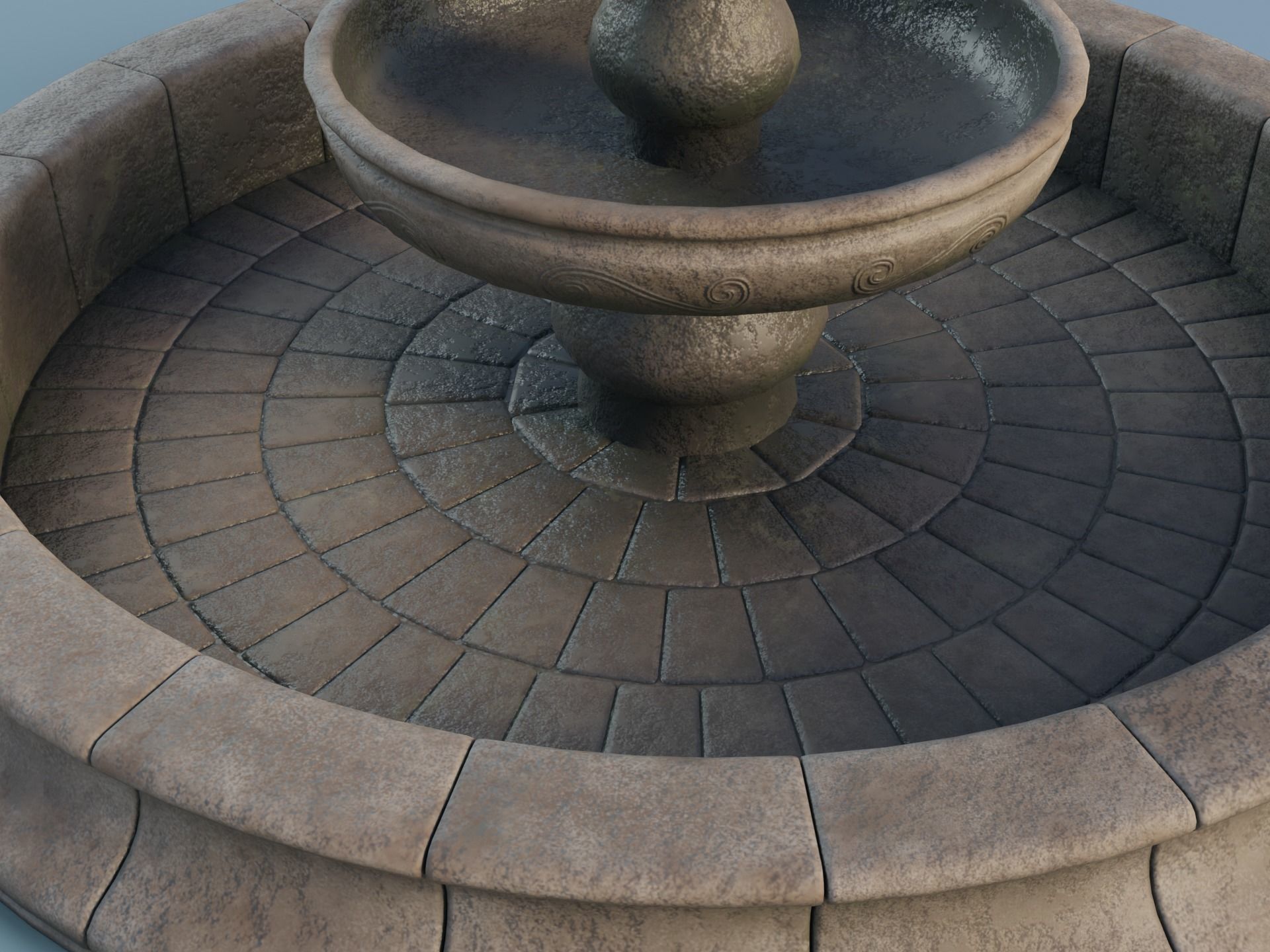 Stone Fountain Low-poly 3D model_4
