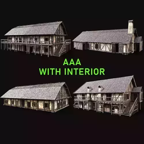 MEDIEVAL INDUSTRIAL HOUSE TAVERN INN VILLAGE FARM HUT COLLECTION 