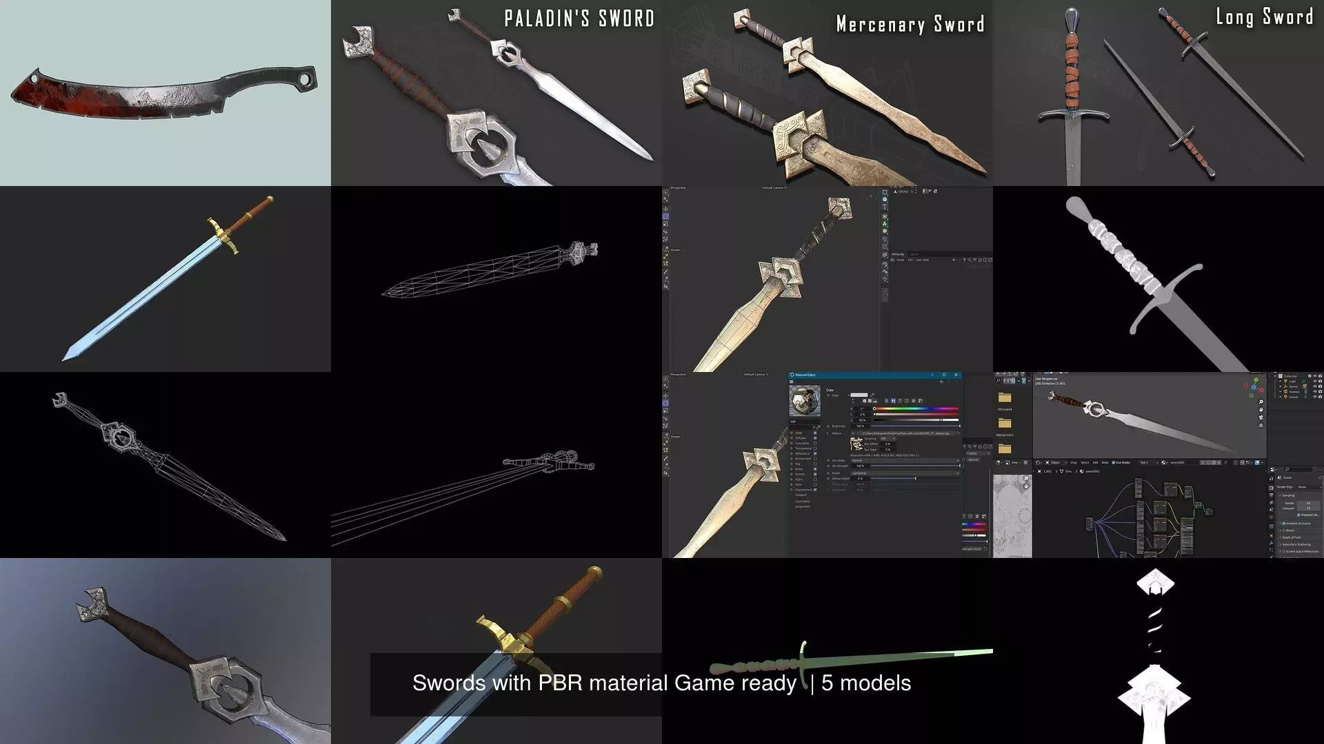 Swords with PBR material Game ready 3D Model Collection_5