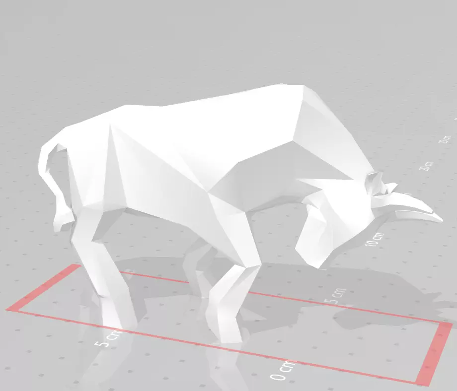 Bull Figure Low Poly 3D 3D print model_0