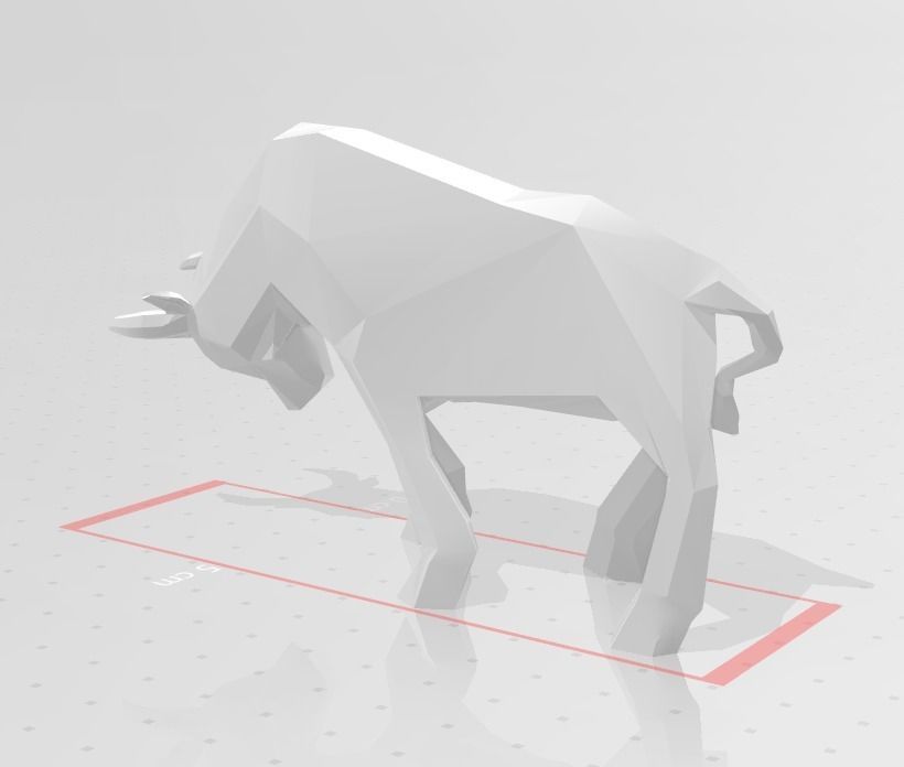 Bull Figure Low Poly 3D 3D print model_2
