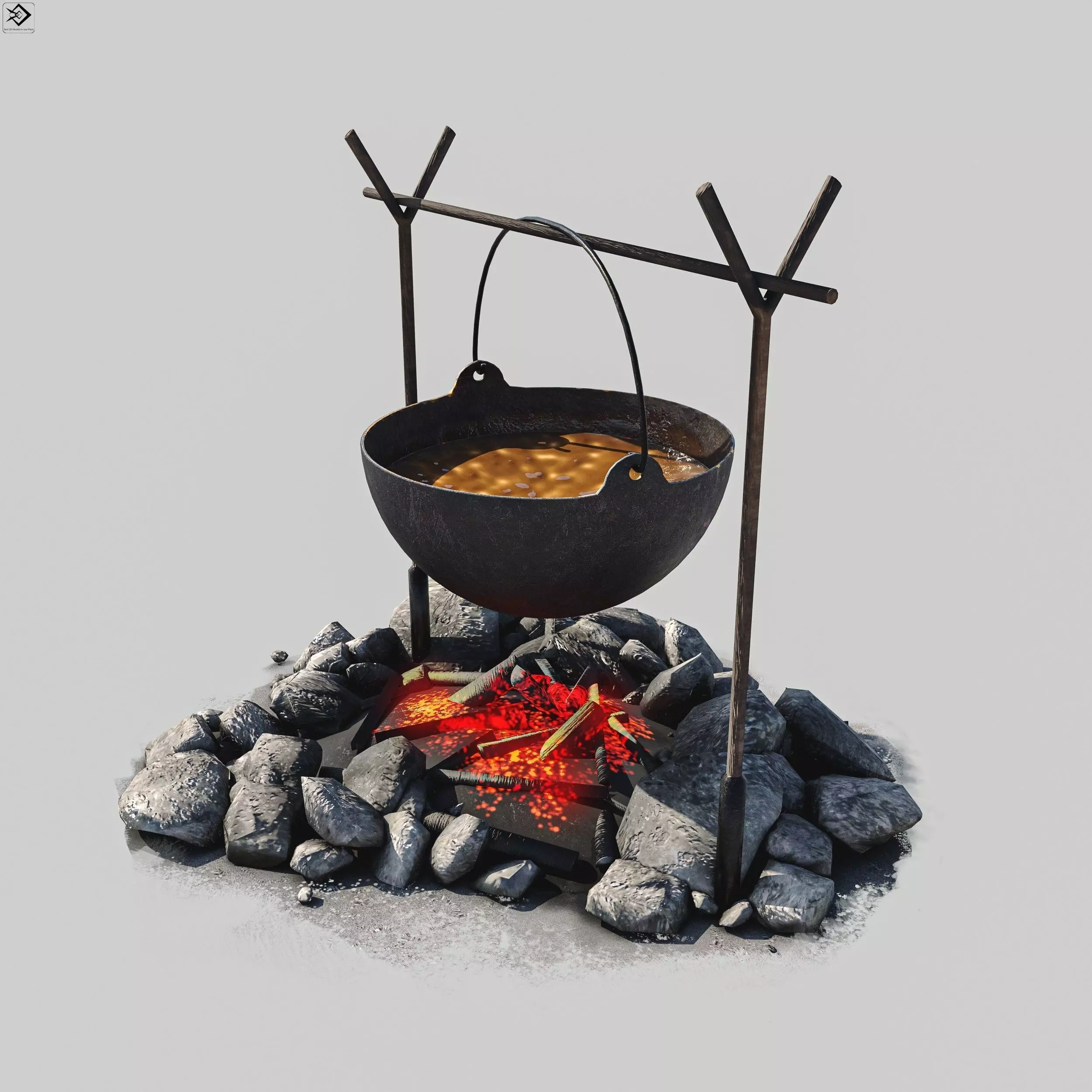 Camp Fire Low-poly 3D model