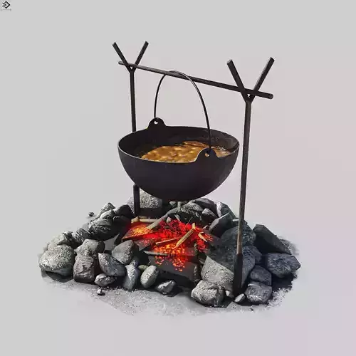 Camp Fire Low-poly 3D model