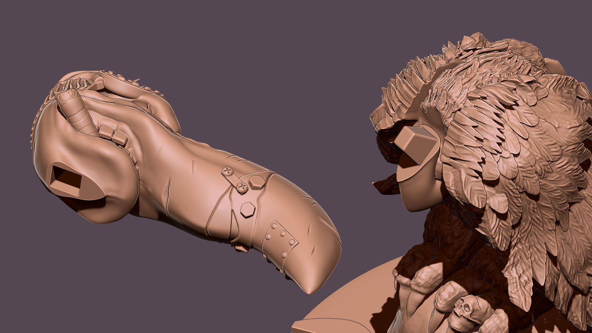 stylized vulture 3D print model_3