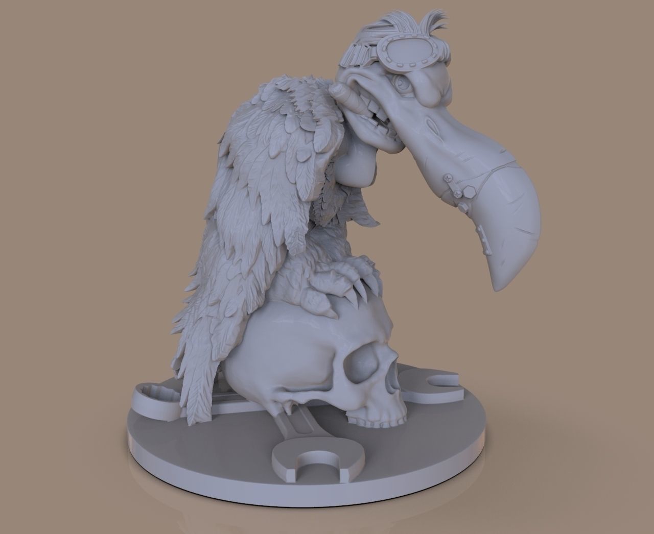 stylized vulture 3D print model_4