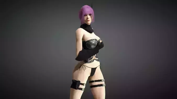 Ayane female with hair and boots Low-poly 3D model