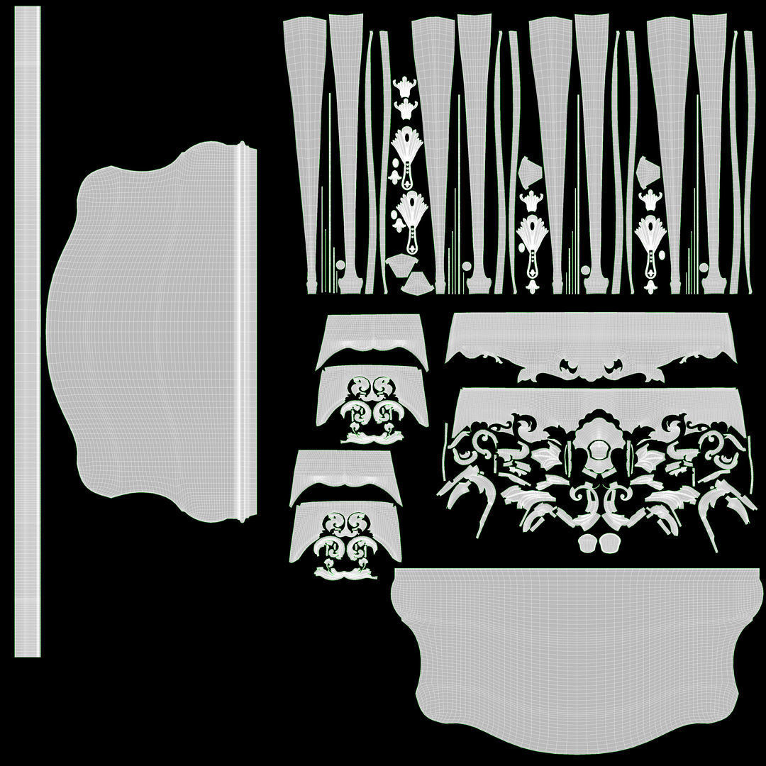 Wooden classic console table 01 03 3D model_24