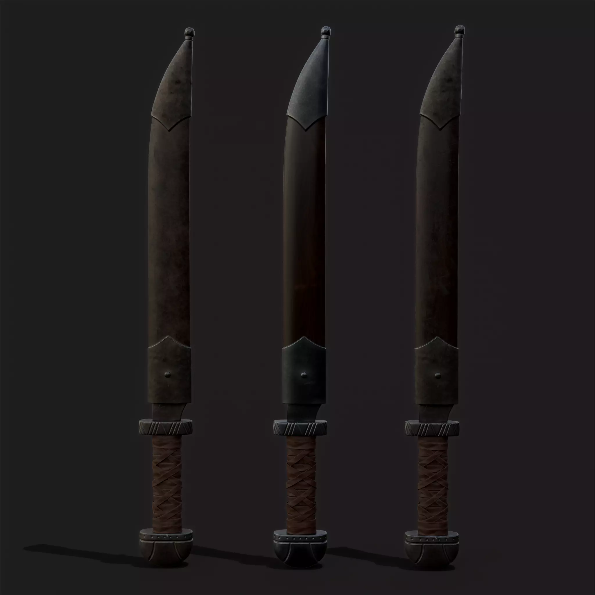 Medieval Germanic Seax Short Sword Low-poly 3D model