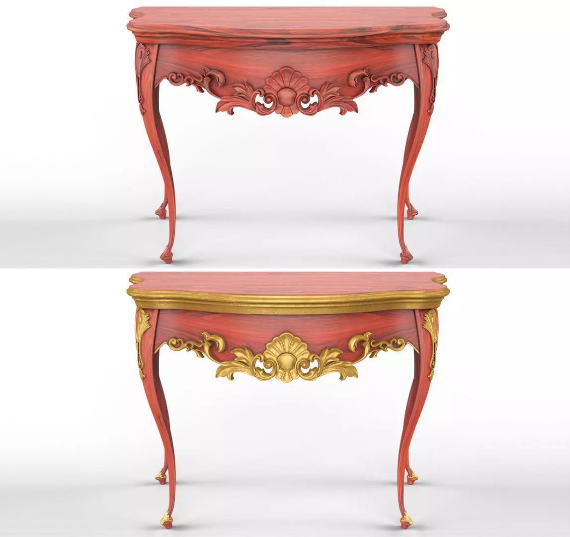 Wooden classic console table 01 04 3D model_0