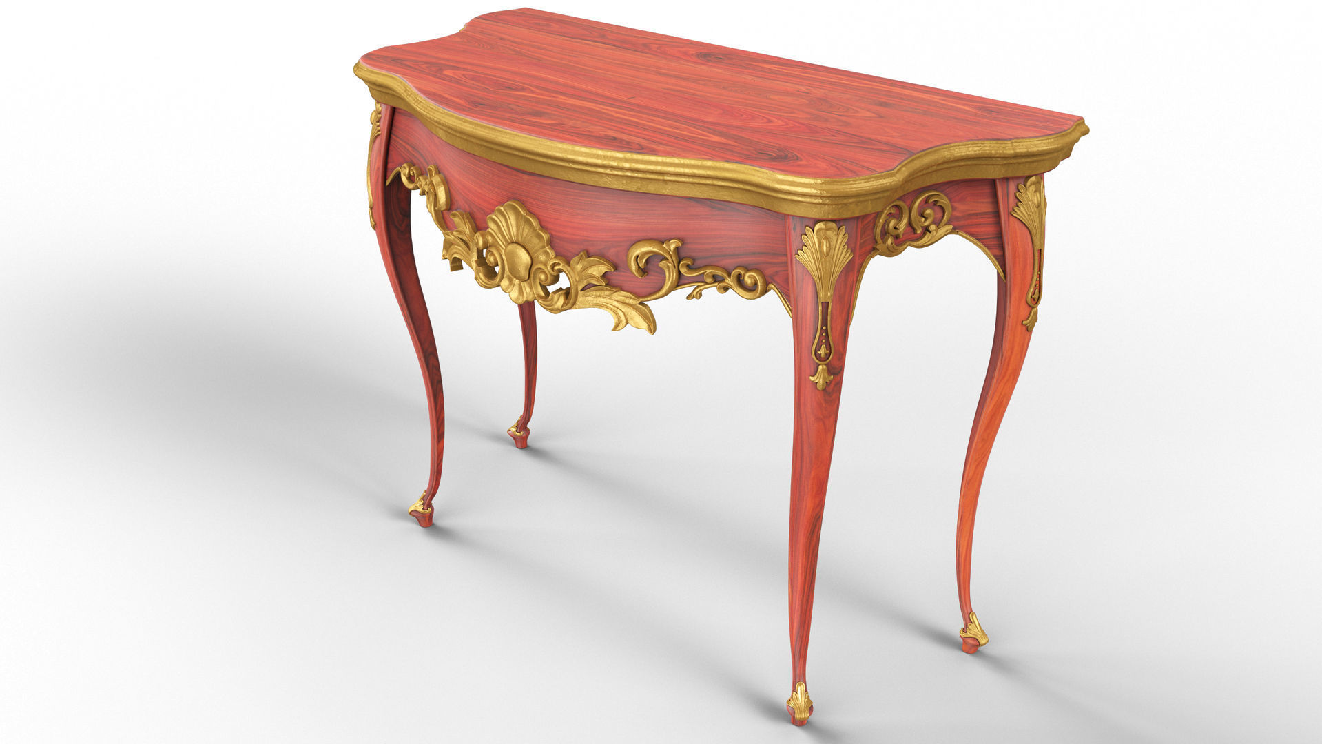 Wooden classic console table 01 04 3D model_11