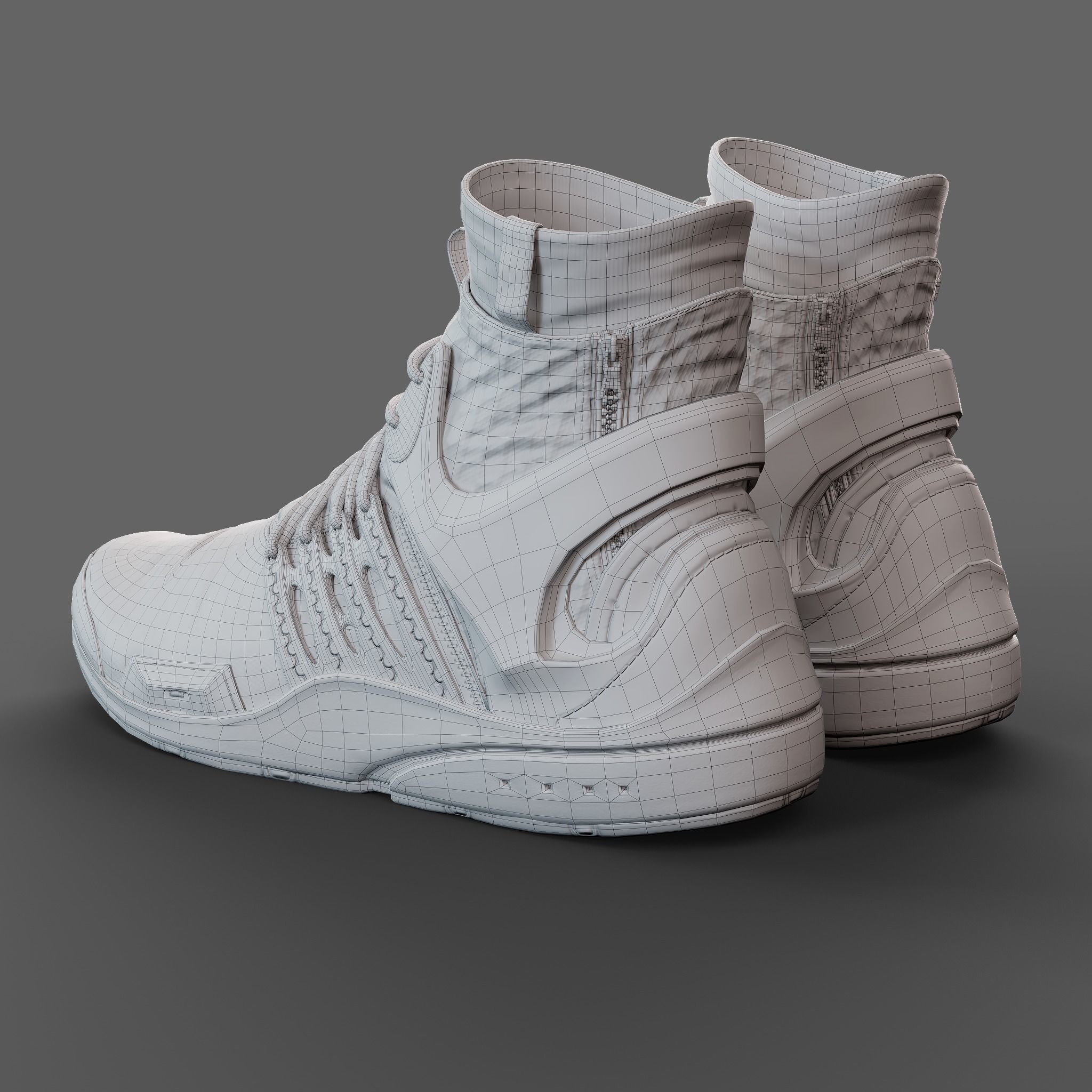 Realistic Cyberpunk Sport Shoes 3D model_16