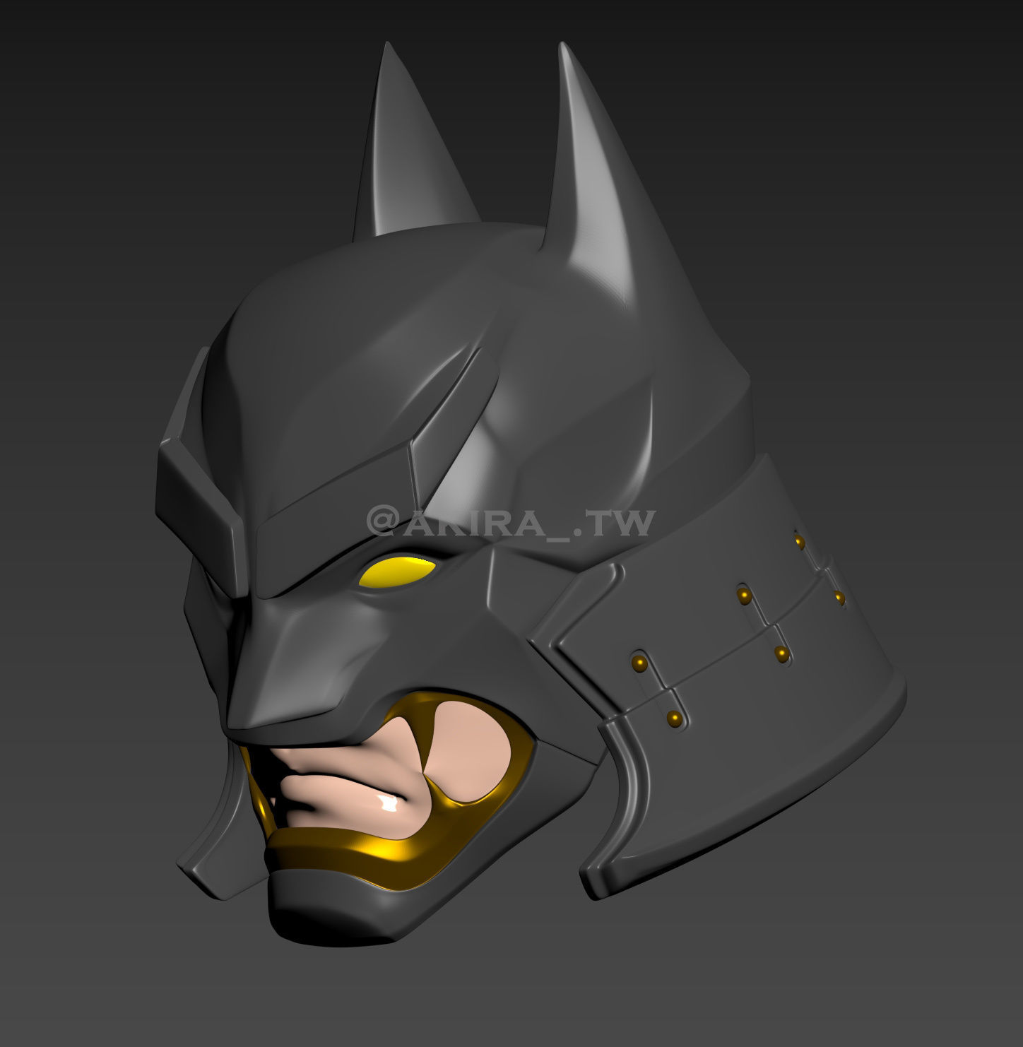 Batman Samurai Helmet Cosplay 3D print model_4