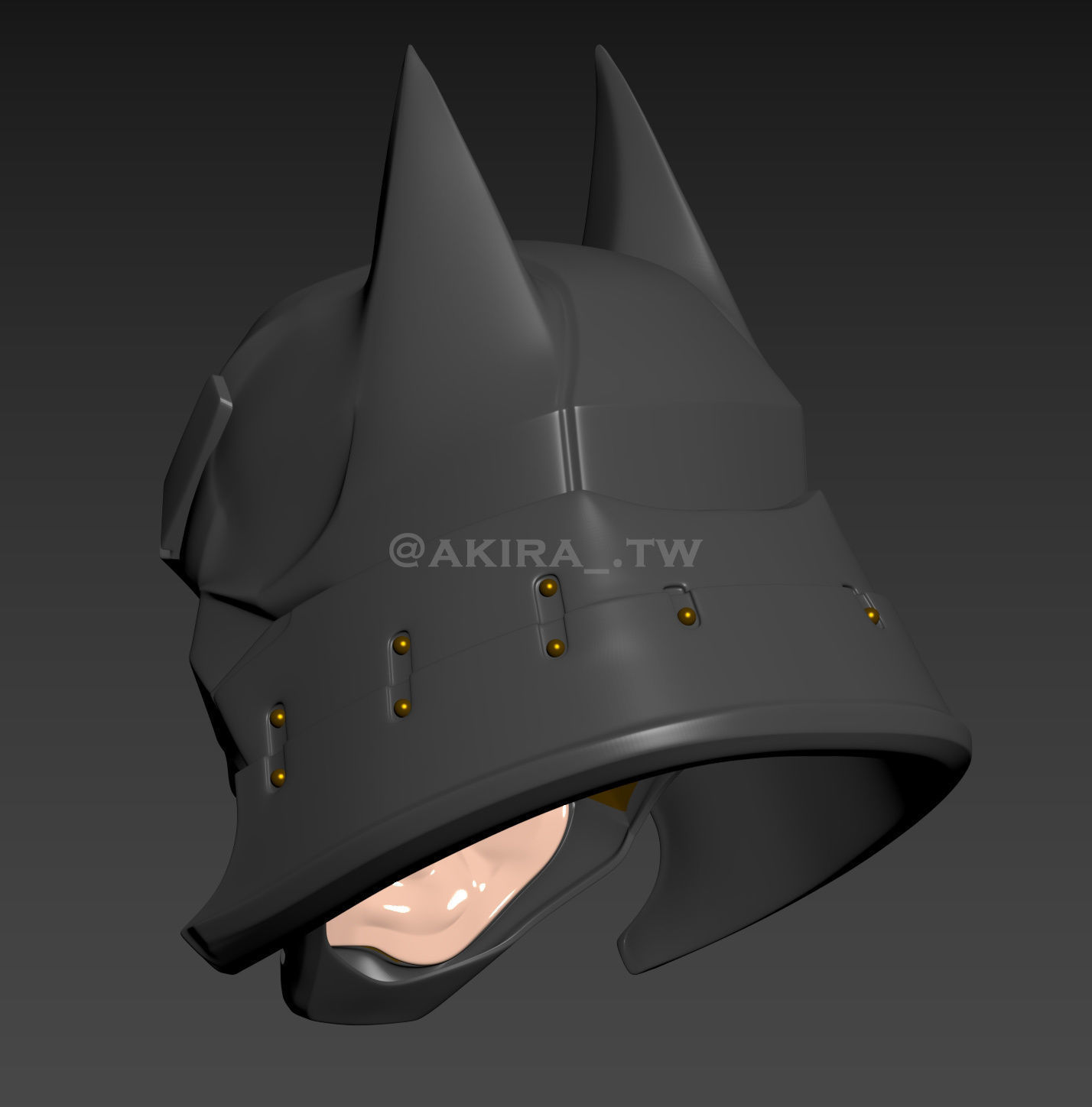 Batman Samurai Helmet Cosplay 3D print model_8