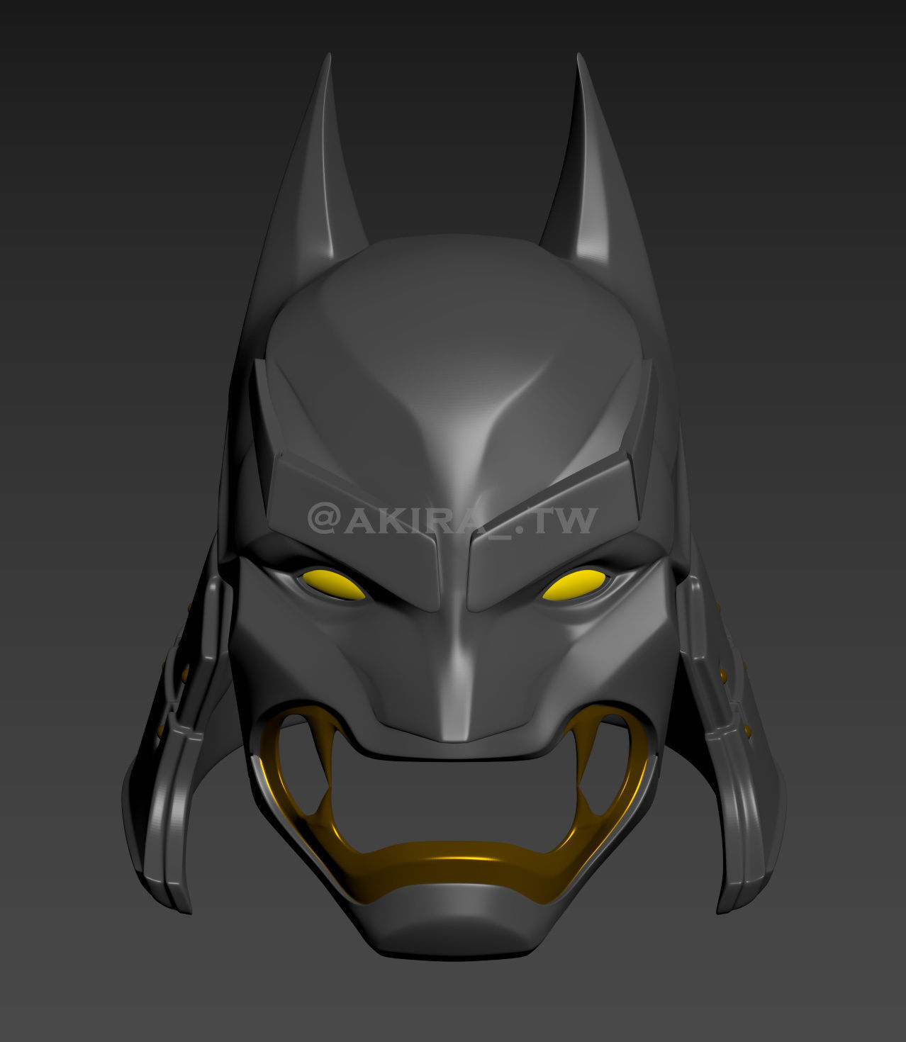 Batman Samurai Helmet Cosplay 3D print model_2