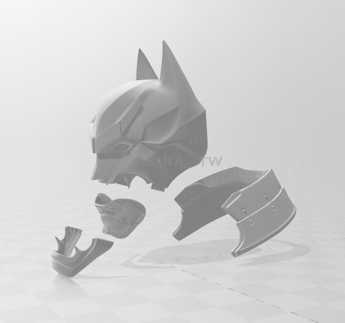 Batman Samurai Helmet Cosplay 3D print model_12