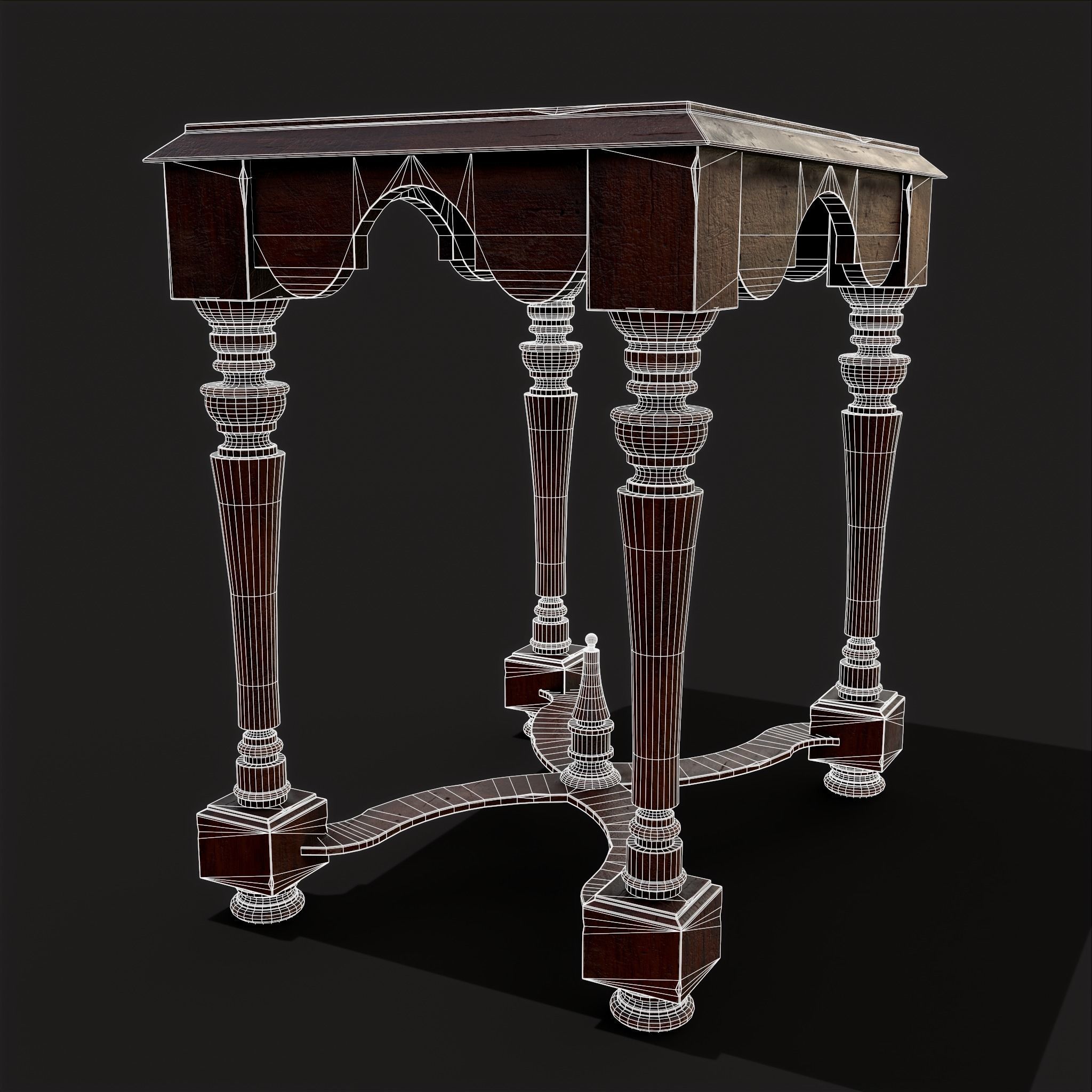 Quality Medieval Elegant End Table Low-poly 3D model_20