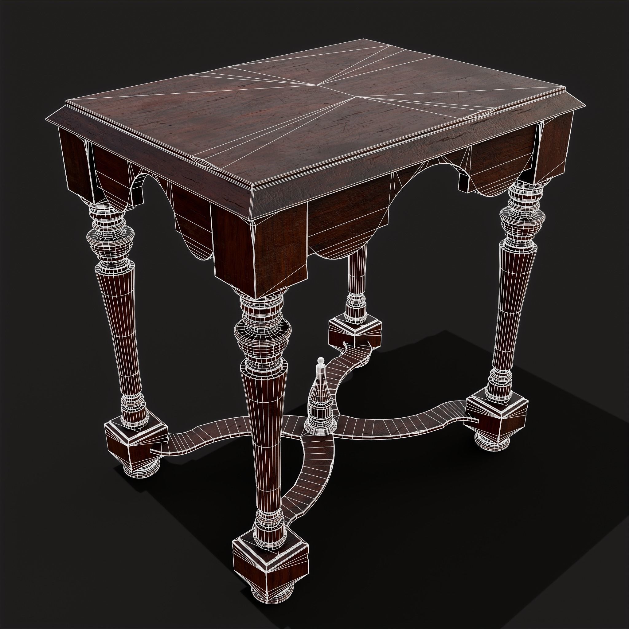 Quality Medieval Elegant End Table Low-poly 3D model_10