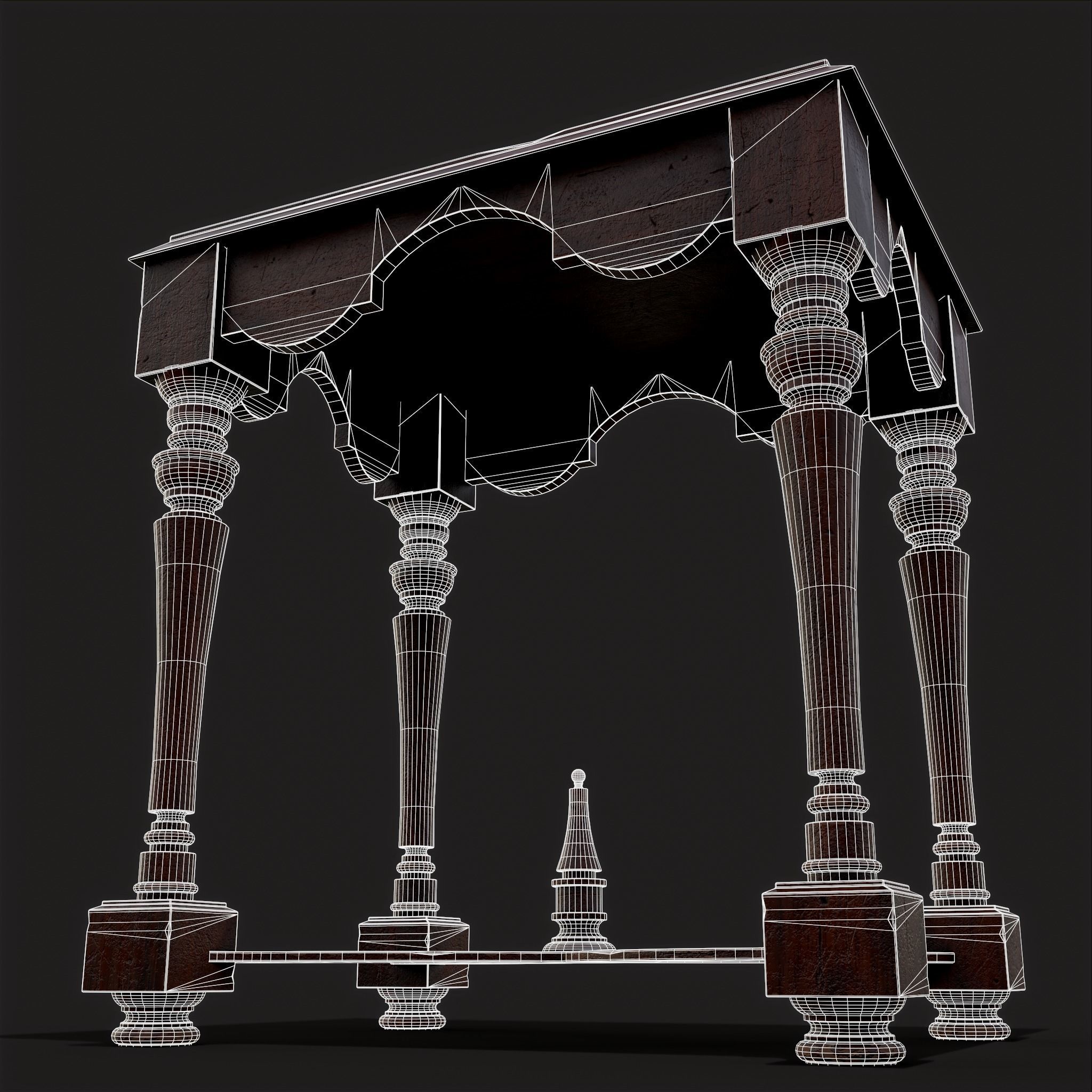 Quality Medieval Elegant End Table Low-poly 3D model_16