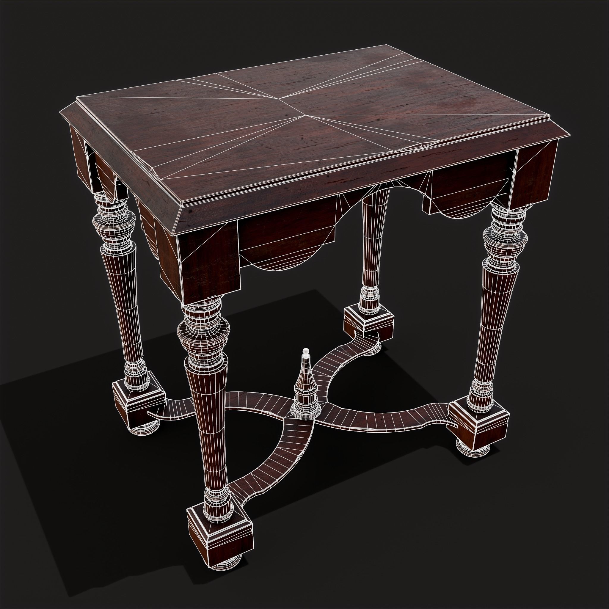 Quality Medieval Elegant End Table Low-poly 3D model_24