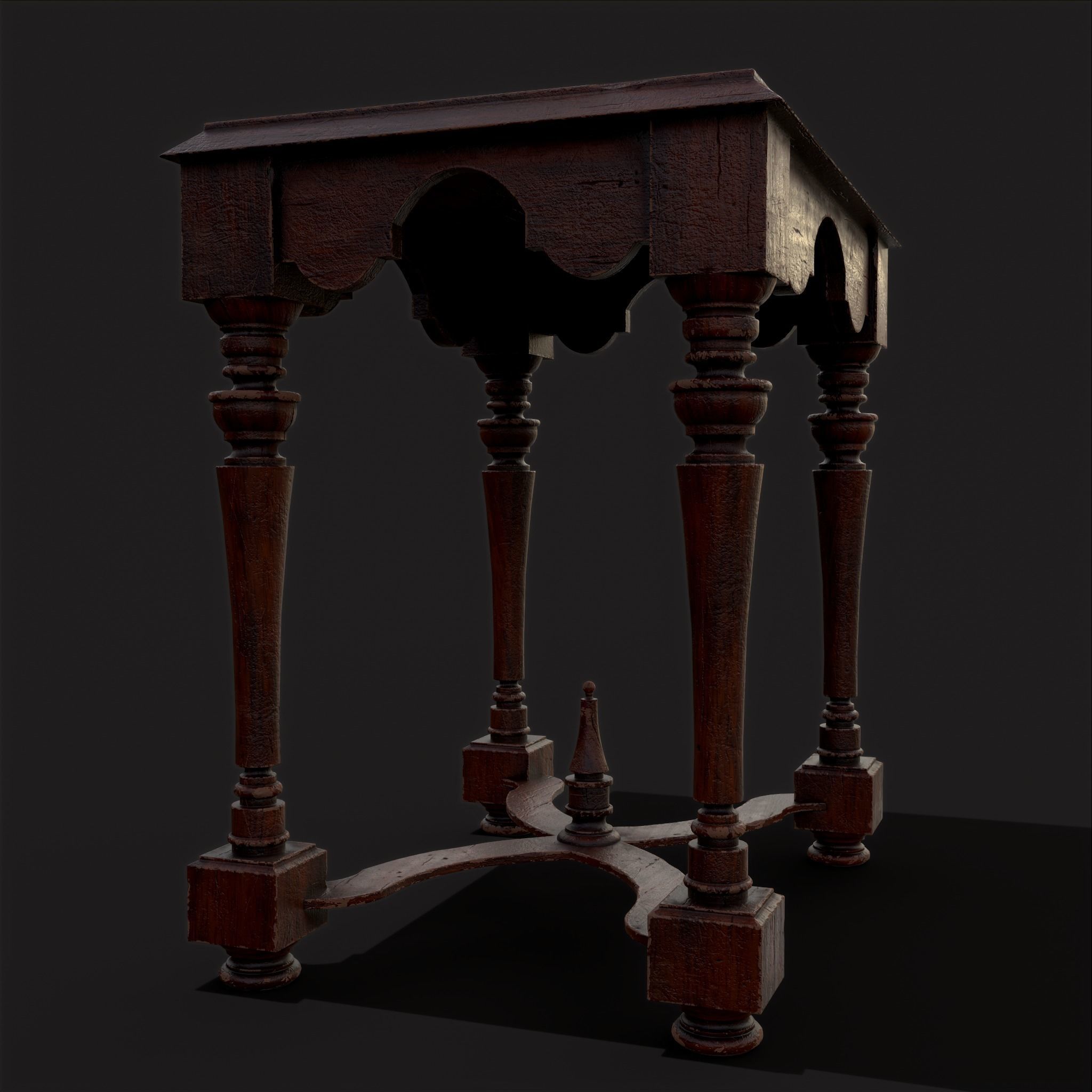 Quality Medieval Elegant End Table Low-poly 3D model_7