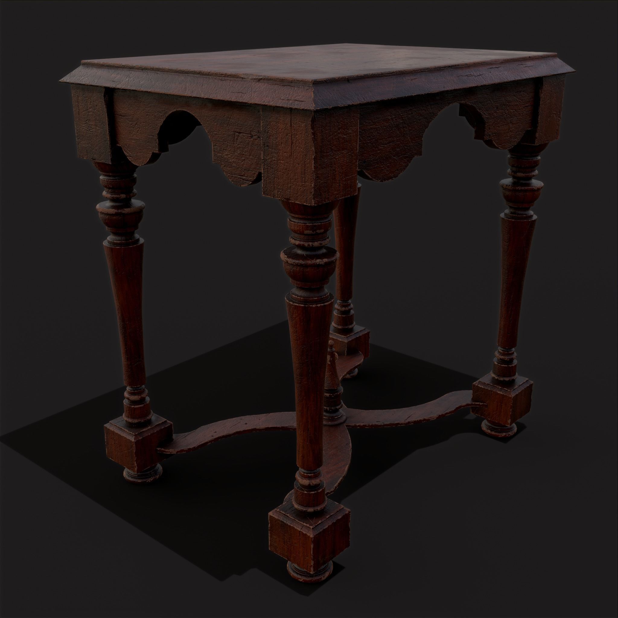 Quality Medieval Elegant End Table Low-poly 3D model_3