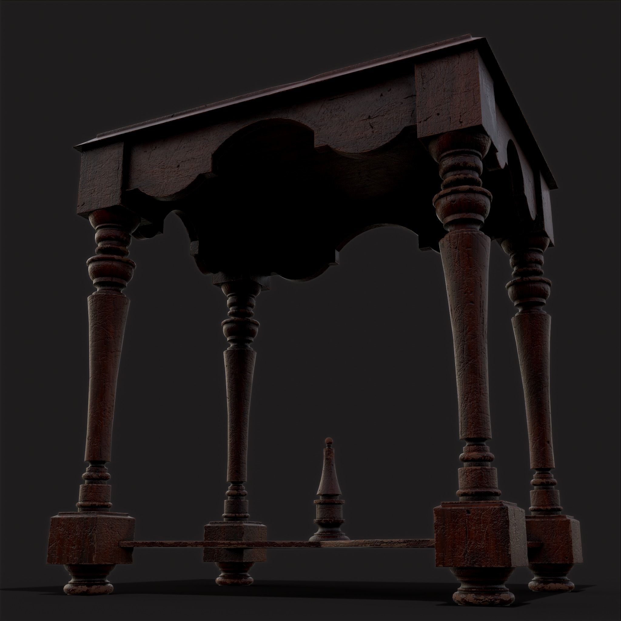 Quality Medieval Elegant End Table Low-poly 3D model_15