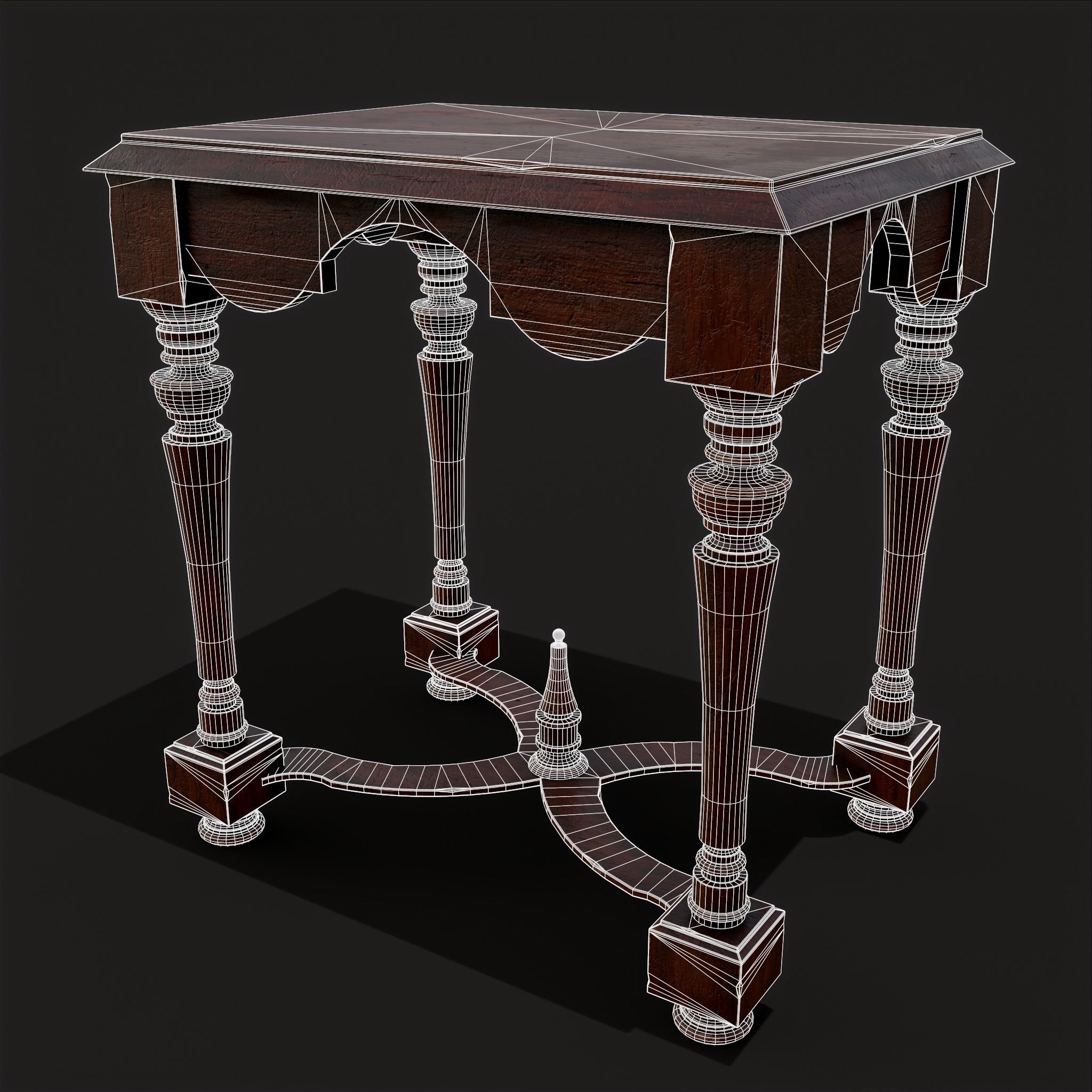 Quality Medieval Elegant End Table Low-poly 3D model_2