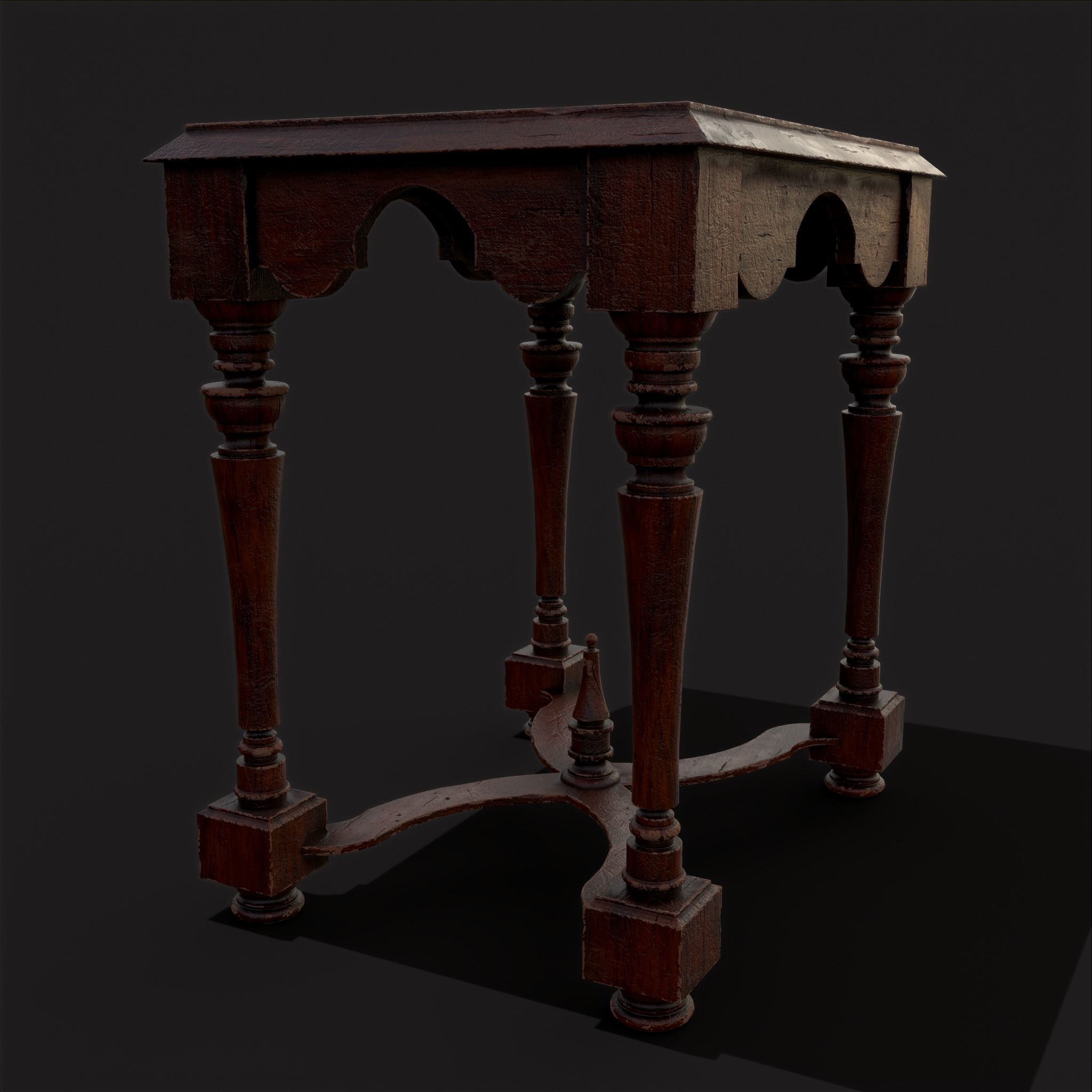 Quality Medieval Elegant End Table Low-poly 3D model_19