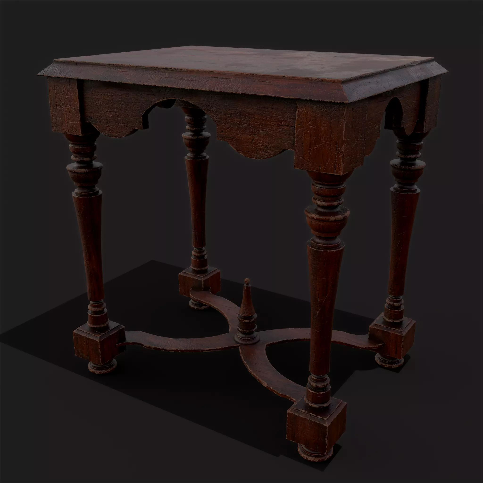 Quality Medieval Elegant End Table Low-poly 3D model_0
