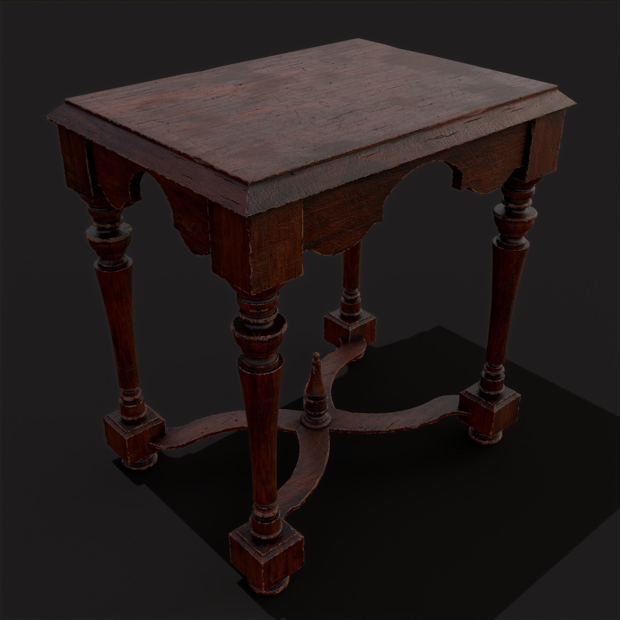 Quality Medieval Elegant End Table Low-poly 3D model_9