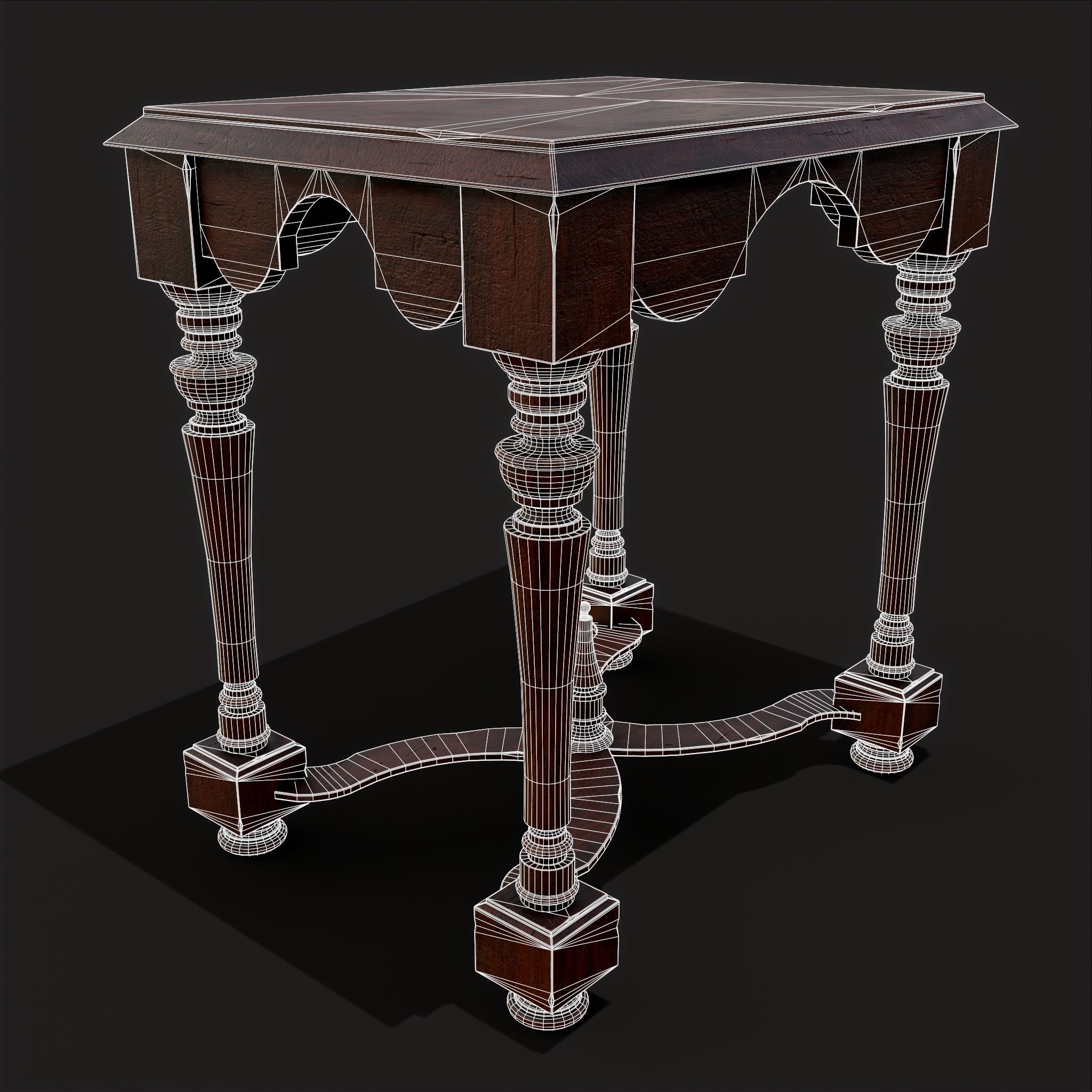 Quality Medieval Elegant End Table Low-poly 3D model_4