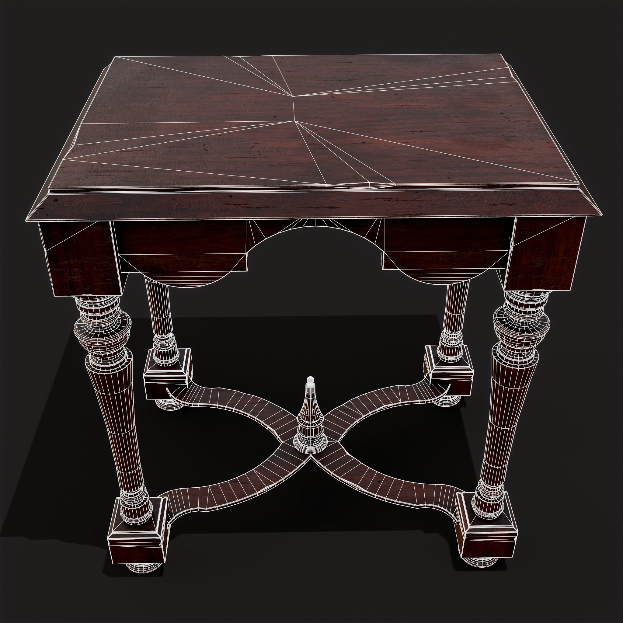 Quality Medieval Elegant End Table Low-poly 3D model_6